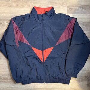 Vintage MacGregor Mens Navy Blue Red Colorblock Full Zip Windbreaker Jacket L